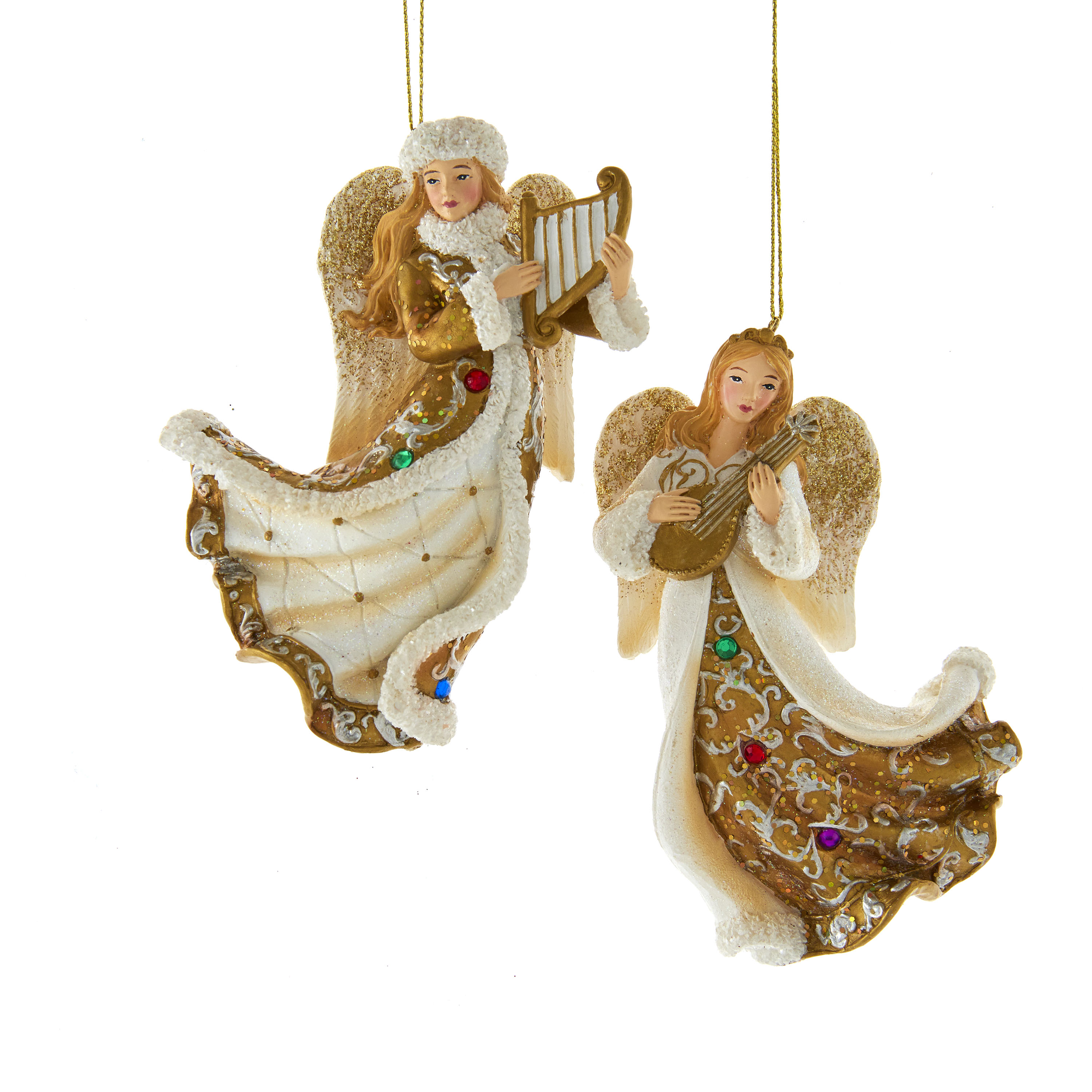 Ornament plastic engel wit goud l11cm - Kurt S. Adler