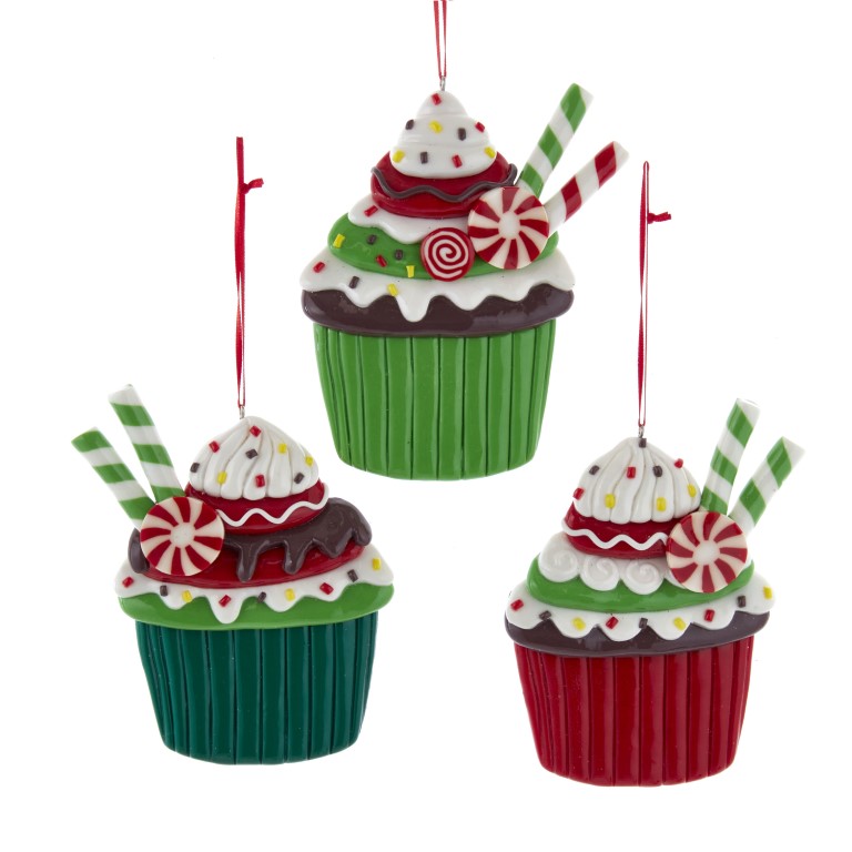 Kurt S. Adler kersthanger cupcakes set van 3 stuks