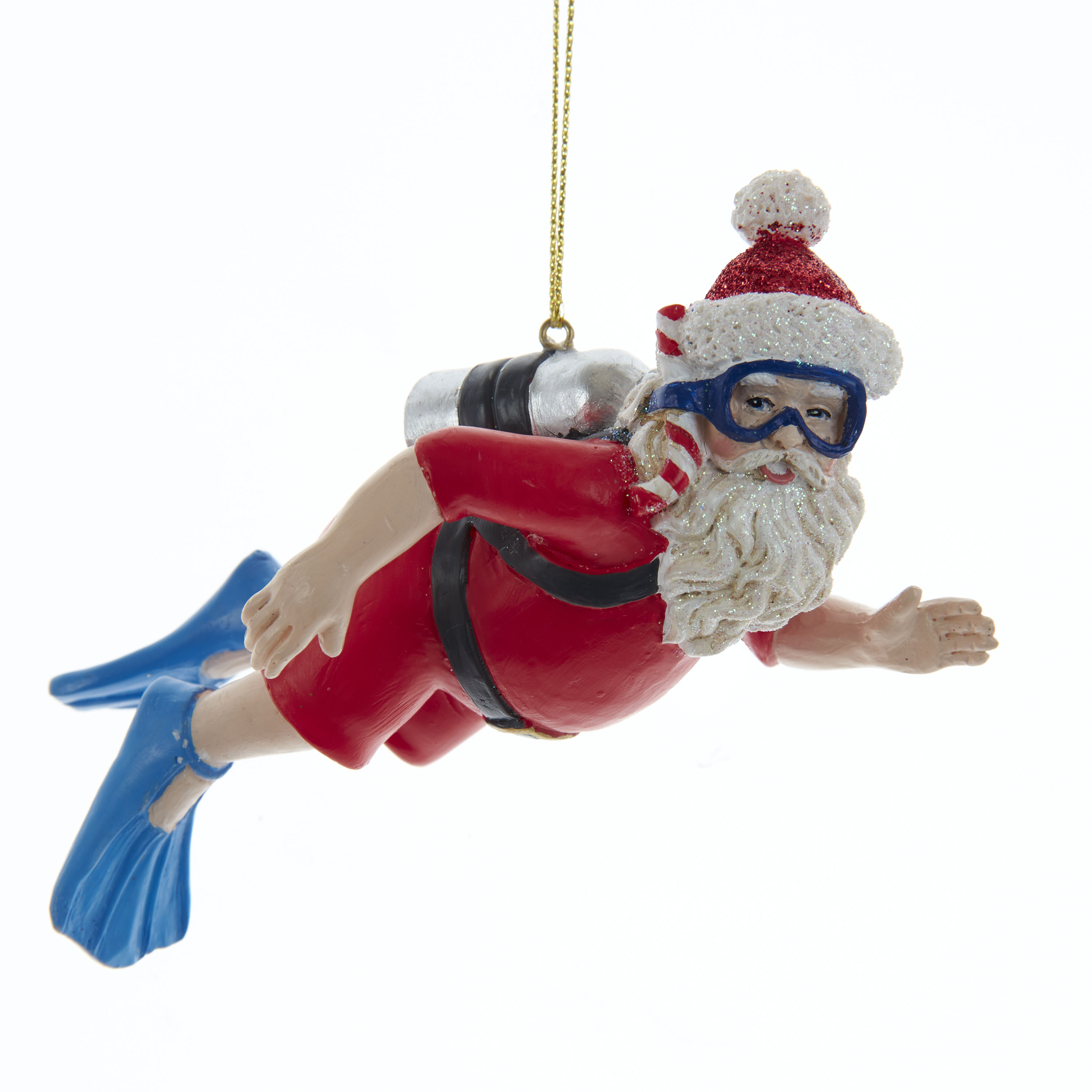 Ornament plastic duikende kerstman l12cm - Kurt S. Adler
