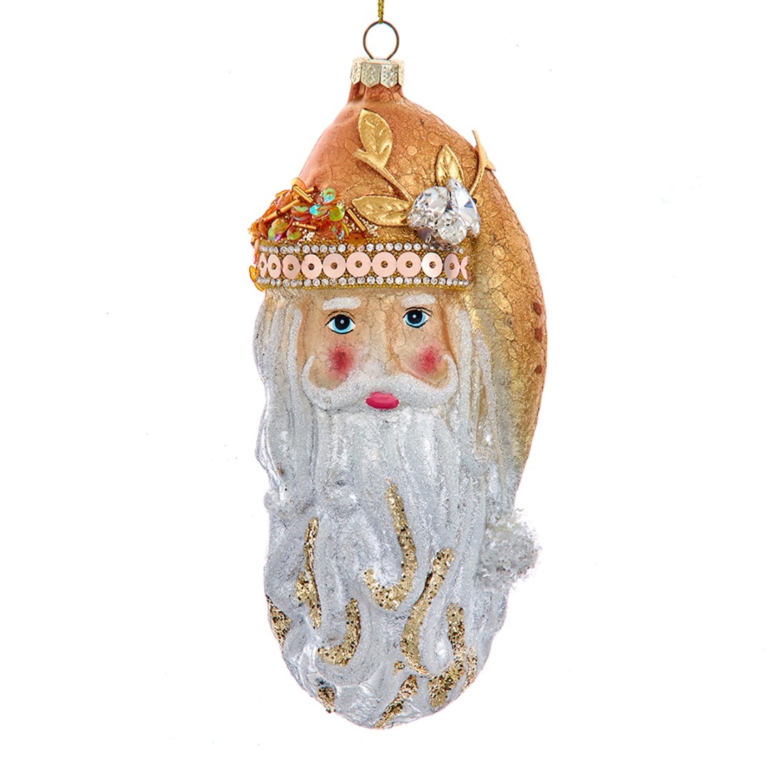 Ornament glas santa hoofd l17cm - Kurt S. Adler