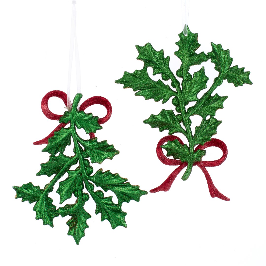 Ornament plastic groen blad l12cm - Kurt S. Adler