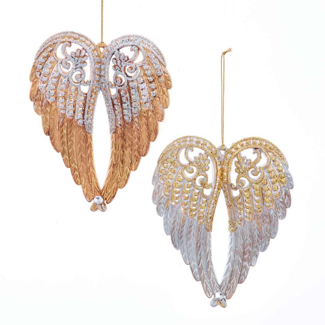 Ornament plastic goud-zilver engel l15cm I - Kurt S. Adler