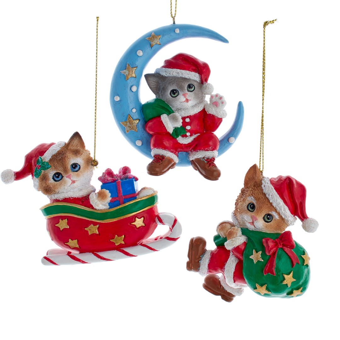 Ornament plastic kerstman kat l9cm - Kurt S. Adler