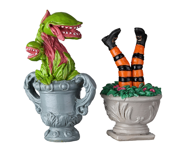 Lemax - Spooky Planter Urns, Set Of 2 - Kersthuisjes & Kerstdorpen