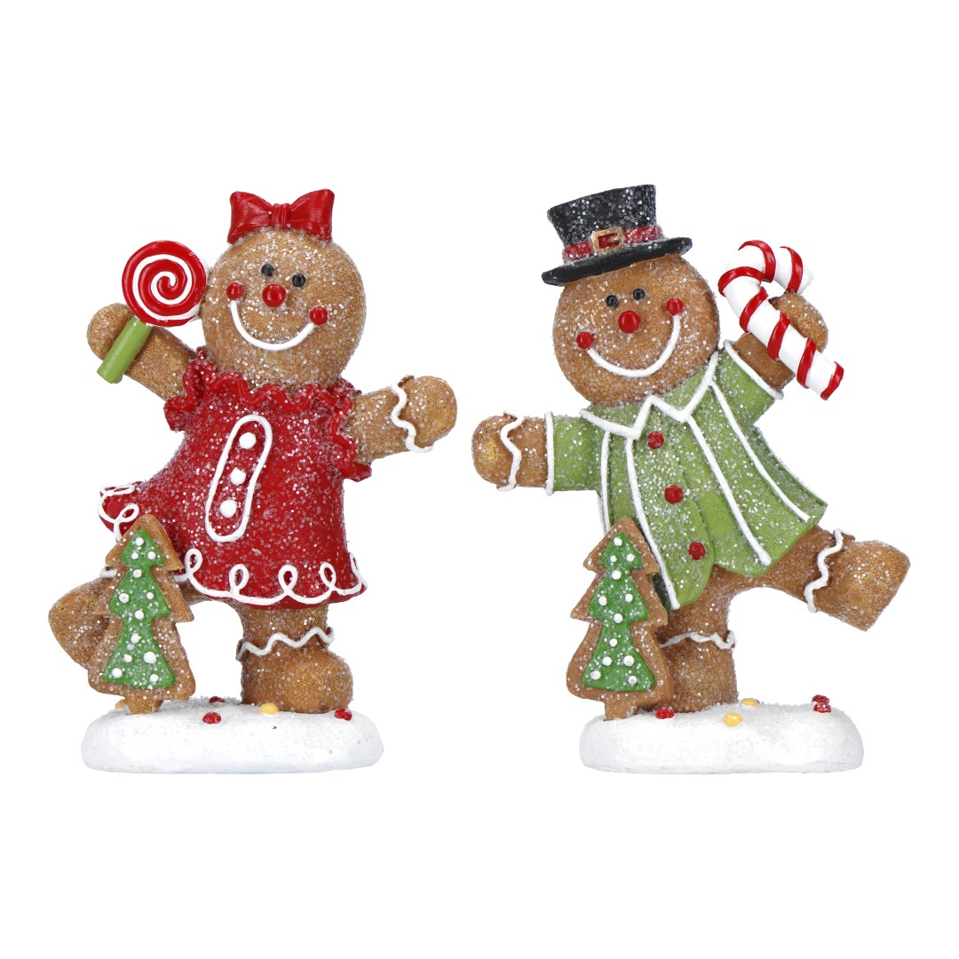 Gingerbread boy & girl 2 ass poly - Timstor