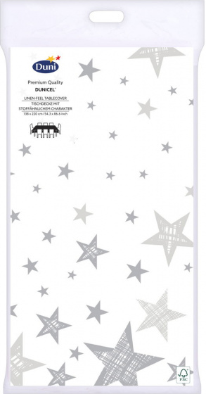 Duni Tafelkleed Shining Star 138 X 220 Cm Papier Wit/grijs