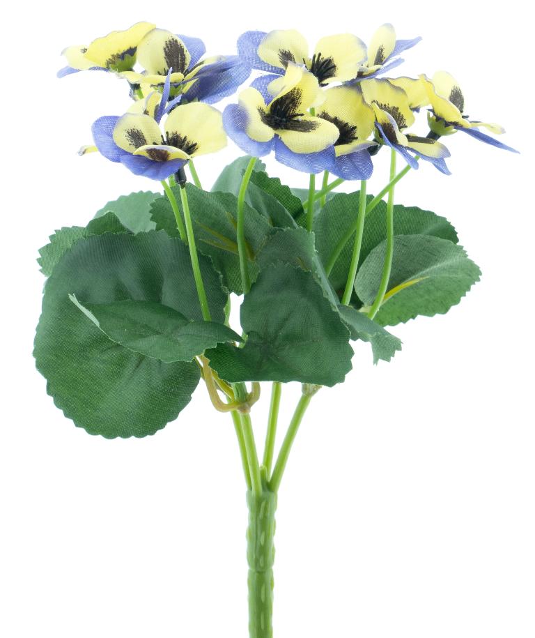 Pansy bush green/blue 20 cm kunstbloemen