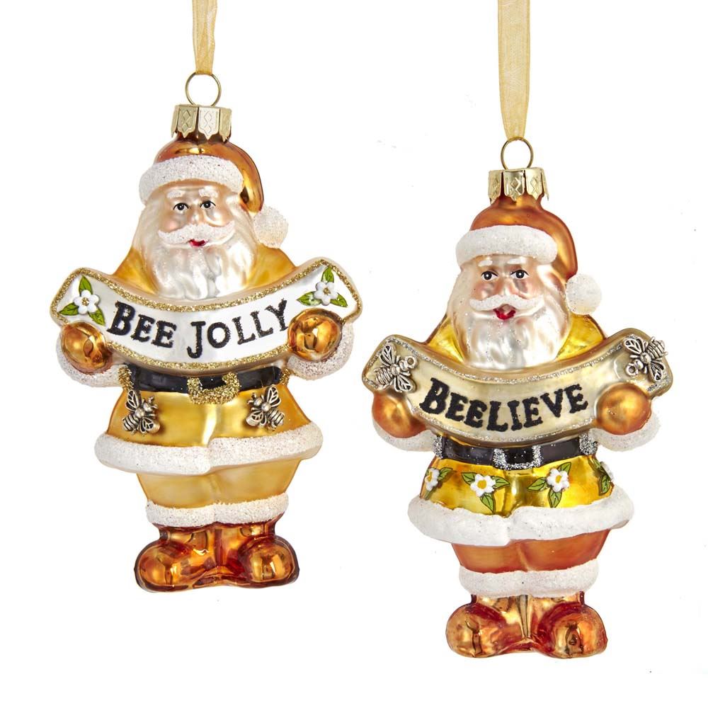 Gold/White Santa With Banner 4.5 Inch - Kurt S. Adler