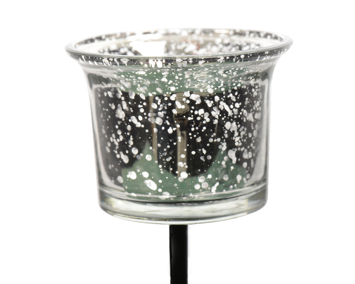 Theelichthouder glas d6h10cm zilver - Decoris