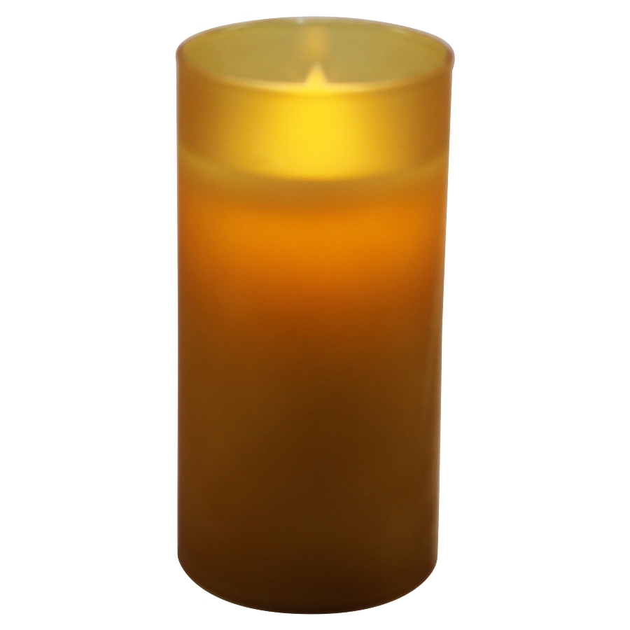 LED kaars wax in koper mat glas 15cm - Magic Flame