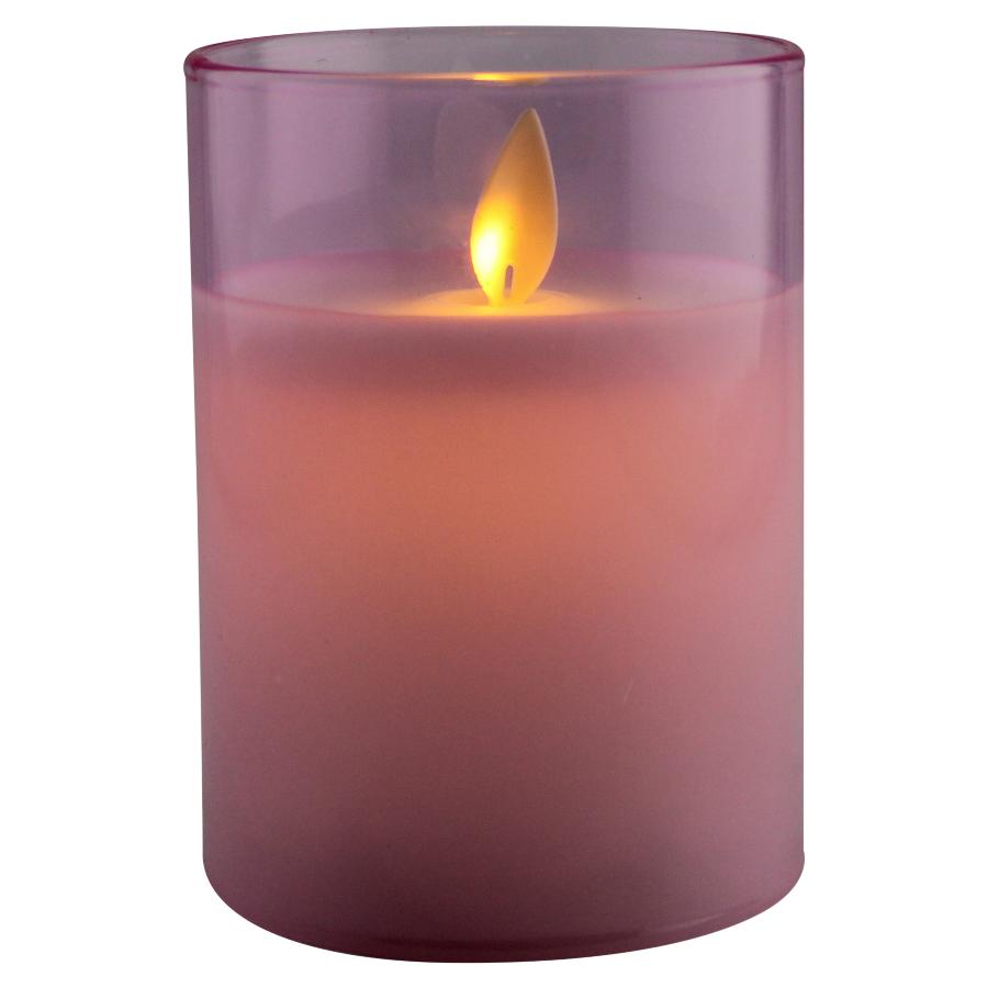 LED kaars wax glas 10cm roze - Magic Flame