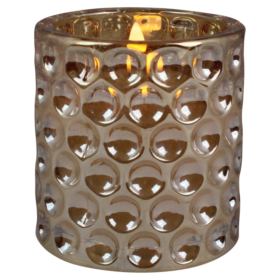 LED kaars in glas 9,6cm koper B/O - Magic Flame