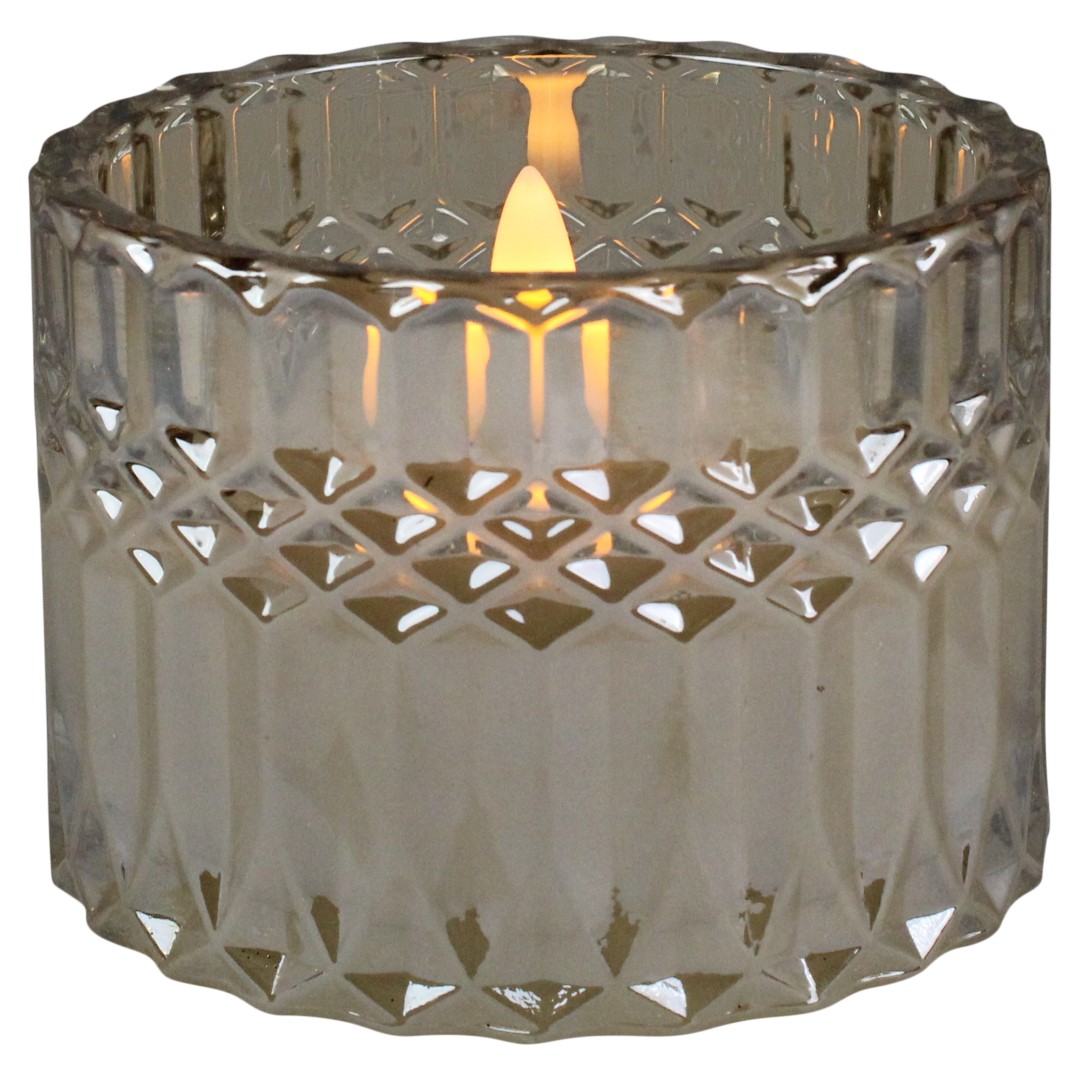 LED kaars in glas 6,5cm champagne B/O - Magic Flame