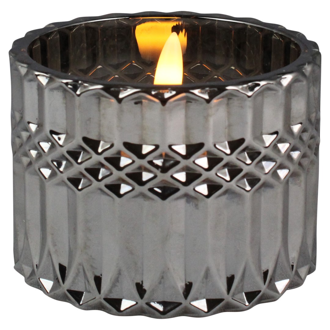 LED kaars in glas 6,5cm smokey B/O - Magic Flame