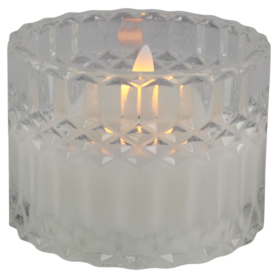 LED kaars in glas 6,5cm helder B/O - Magic Flame