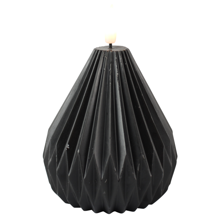LED kaars 9,5x10cm kegel zwart - Magic Flame