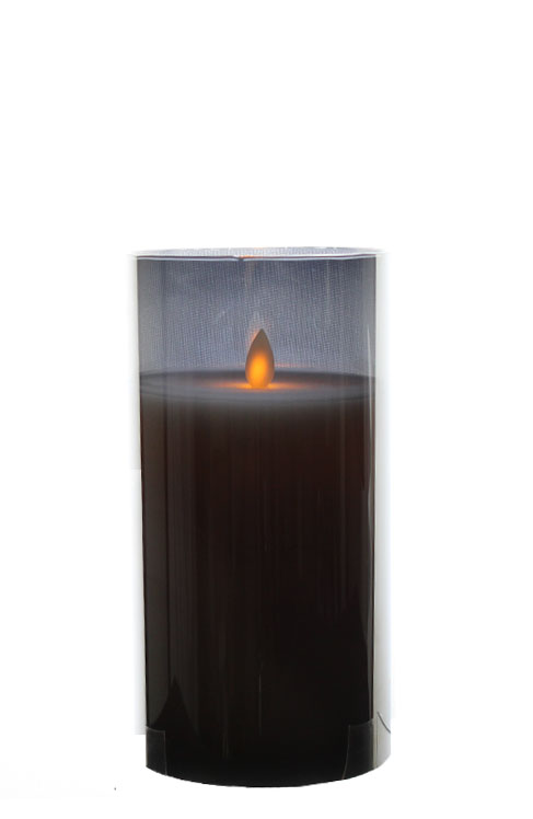 LED kaars in smoked glas 20 cm b/o - Magic Flame