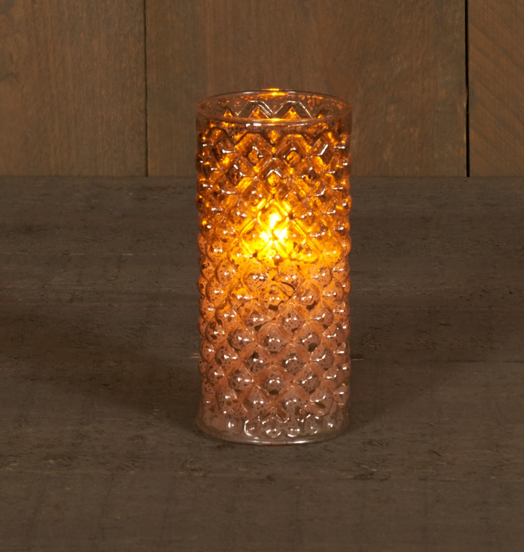 1x stuks luxe led kaarsen in zilver glas D7,5 x H15 cm - met timer - Woondecoratie - Elektrische kaarsen