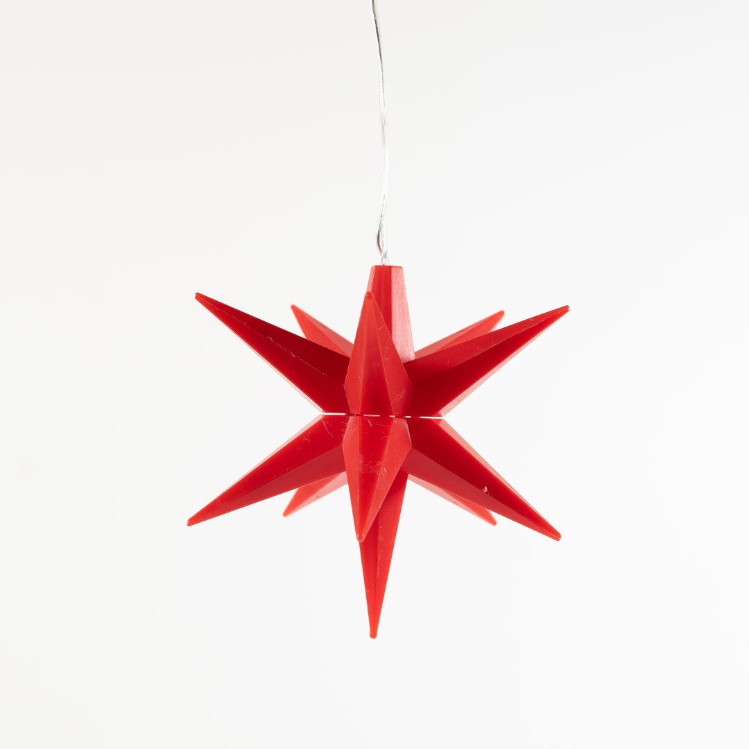 Red 3D Star 12Cm / 1Led Warm White / 1,5M TransparentAnna's Collection