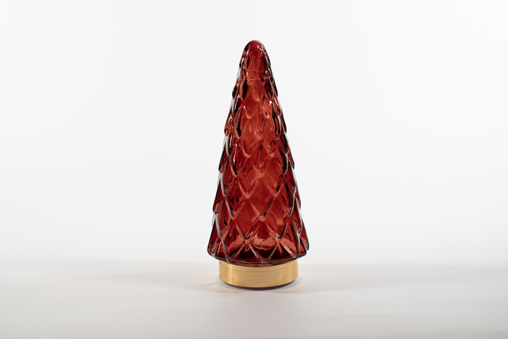 Tree Glass 10,5X24,5Cm Burgundy With Golden Base 10Led - Anna's Collection