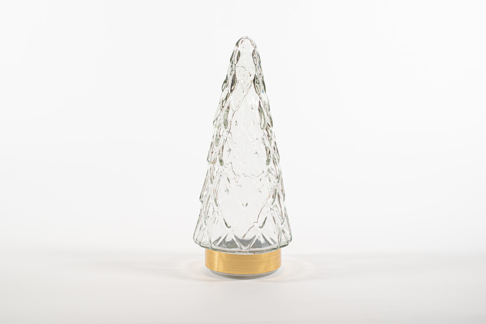 Tree Glass 10,5X24,5Cm Clear With Golden Base 10Led 3Xa - Anna's Collection