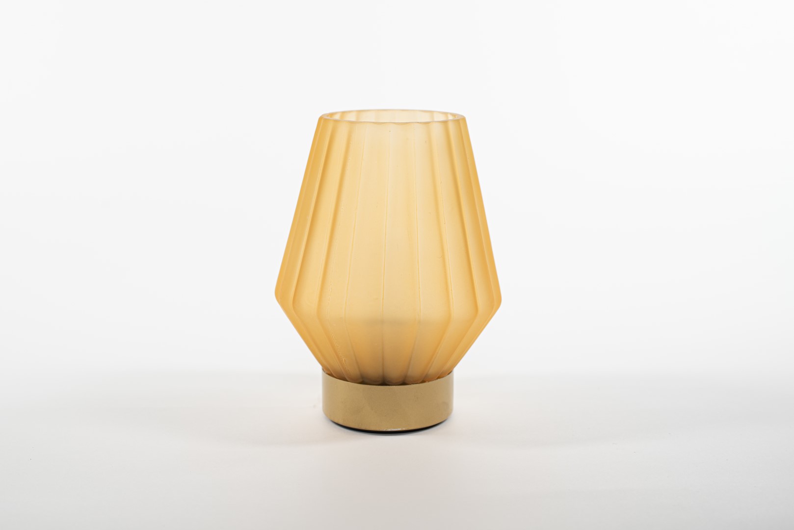 Lantern Glass 12X17Cm Matt Gold With Golden Base Led Bu - Anna's Collection