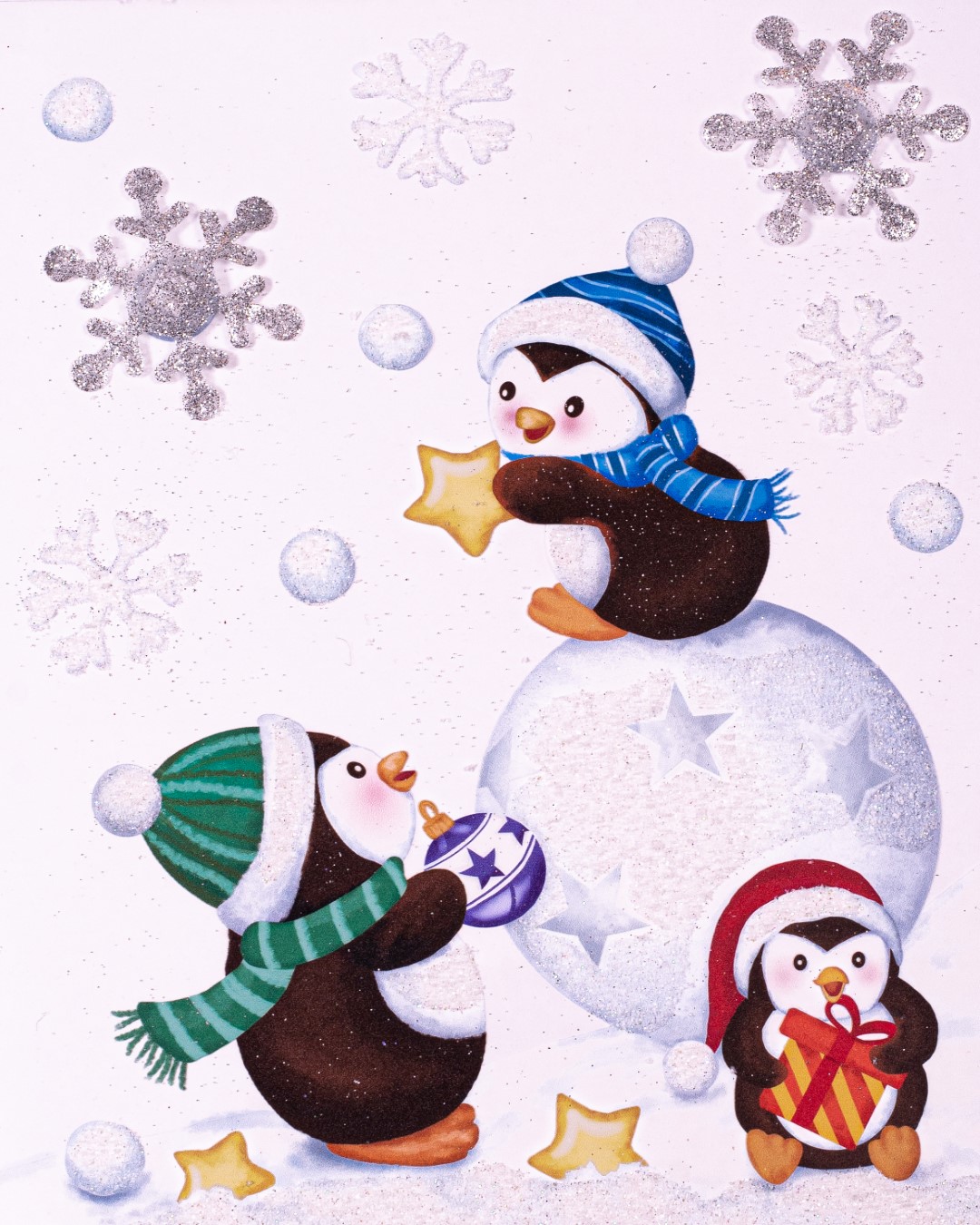 Frosty Window Deco 28,5X34,5Cm Santa/Bear/Penguin Glitter 3 - Anna's Collection