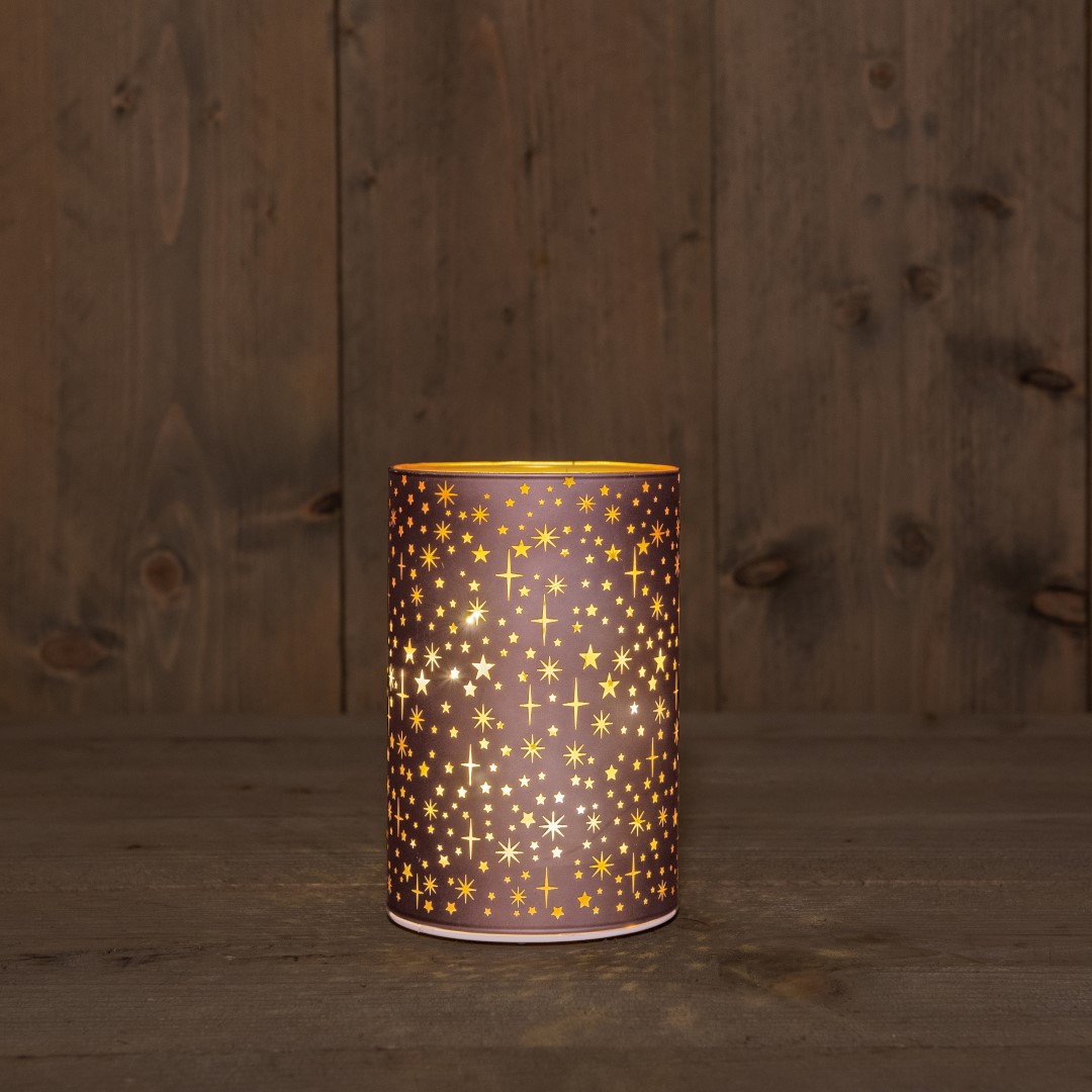 B.O.T. Cylinder Glass Matt Bronze With Stars 10X15 cm - Anna's Collection