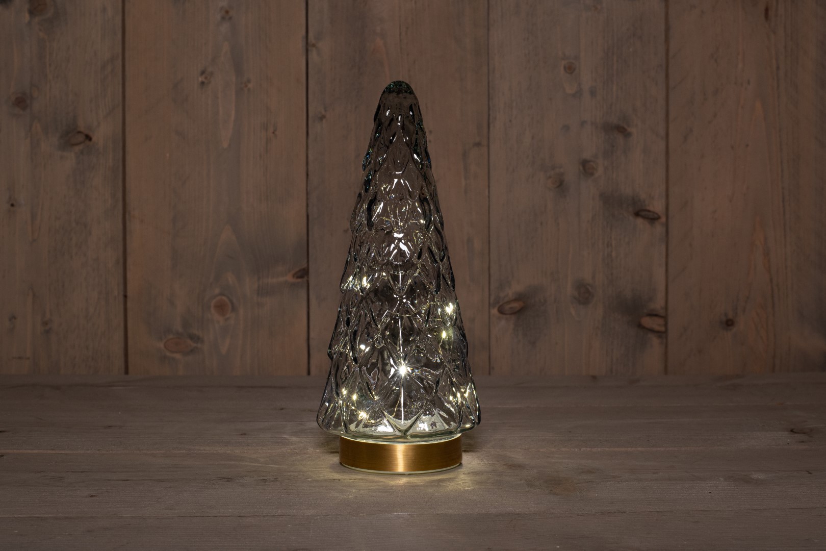 B.O.T. Tree Glass 13X28,5 cm Grey With Golden Base 10Led - Anna's Collection