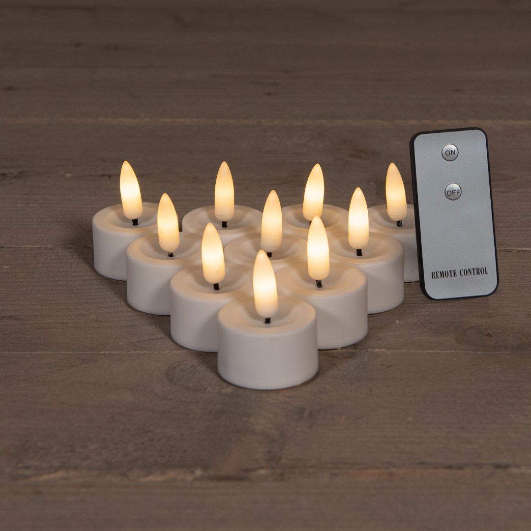 B.O.T. 10 Pcs Led Tealight 3D Wick Remote Cr2032 - Anna's Collection