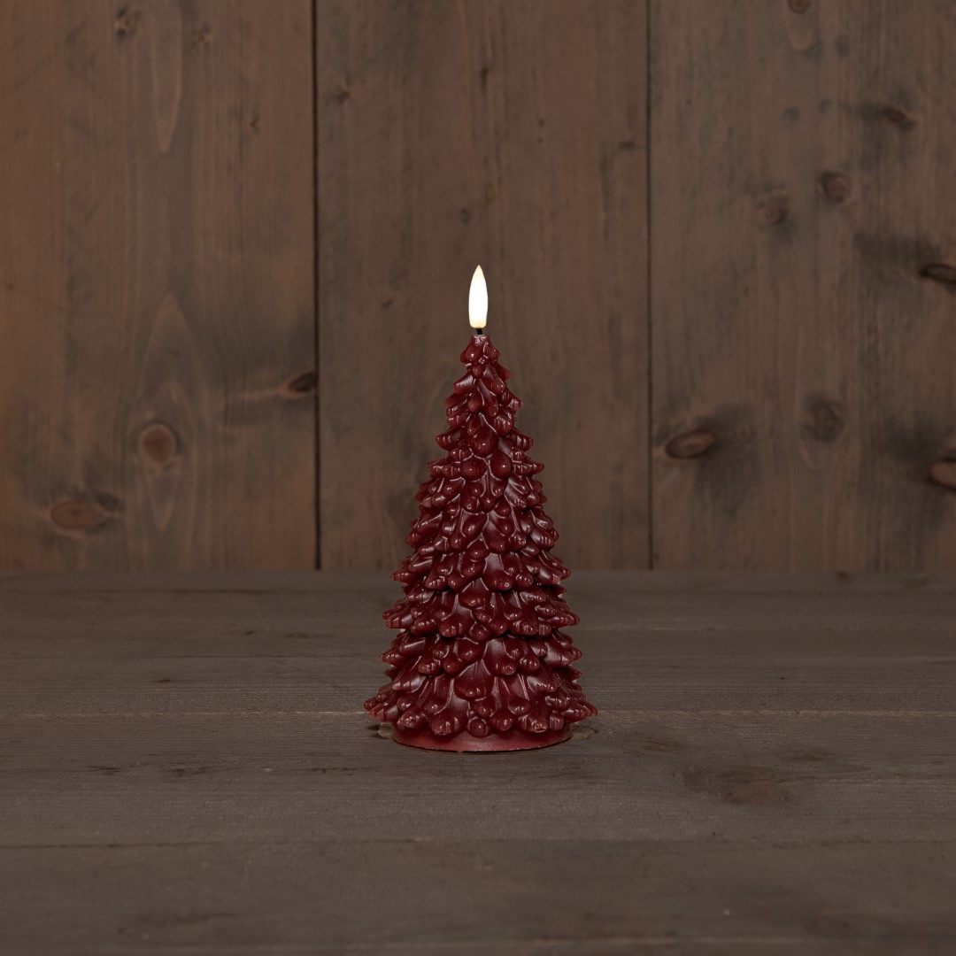 B.O.T. 3D Wick Burgundy Christmas Tree Wax 9,5X20 cm - Anna's Collection