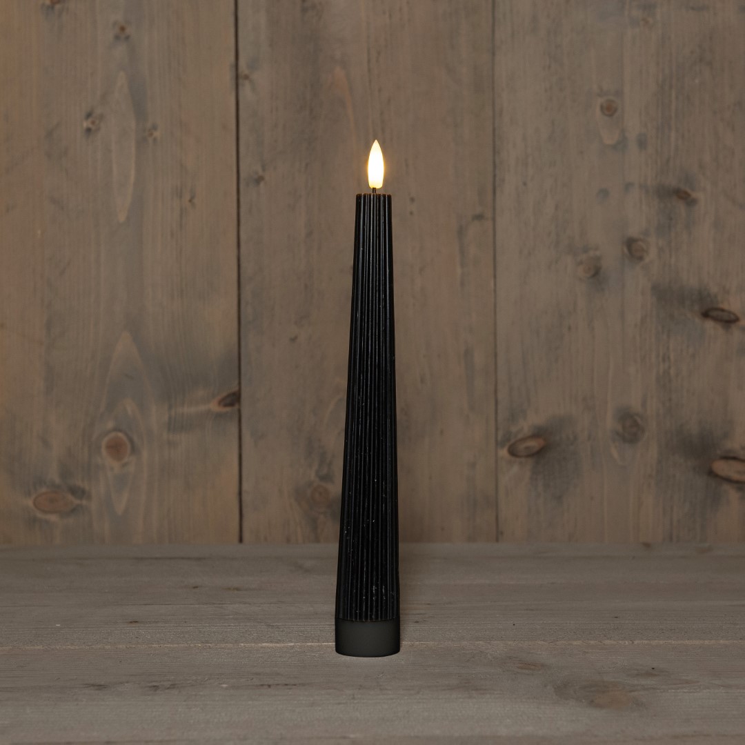 B.O.T. 3D Wick Black Big Ribbel Candle 27 cm Rustic Wax - Anna's Collection