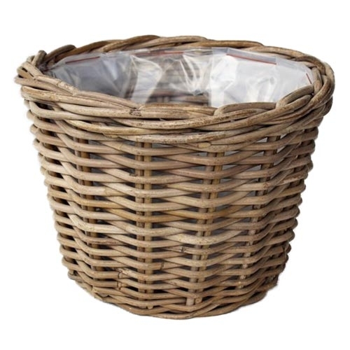 Rotan Bloembak Grey diameter 25x18 cm Van der Leeden