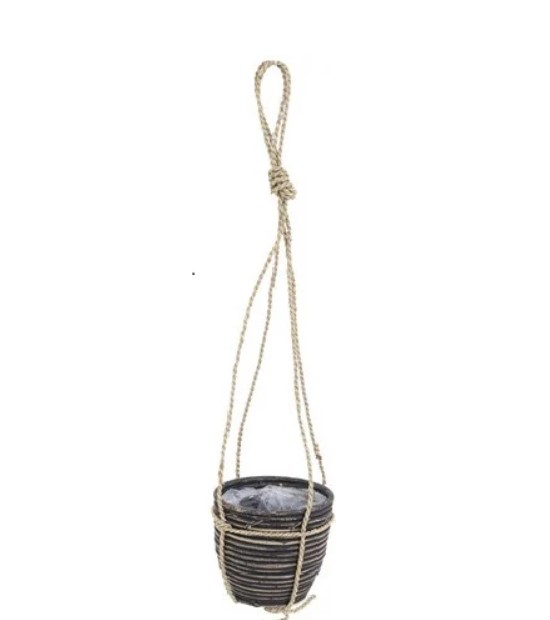 Hangpot streep zwart d18h16cm