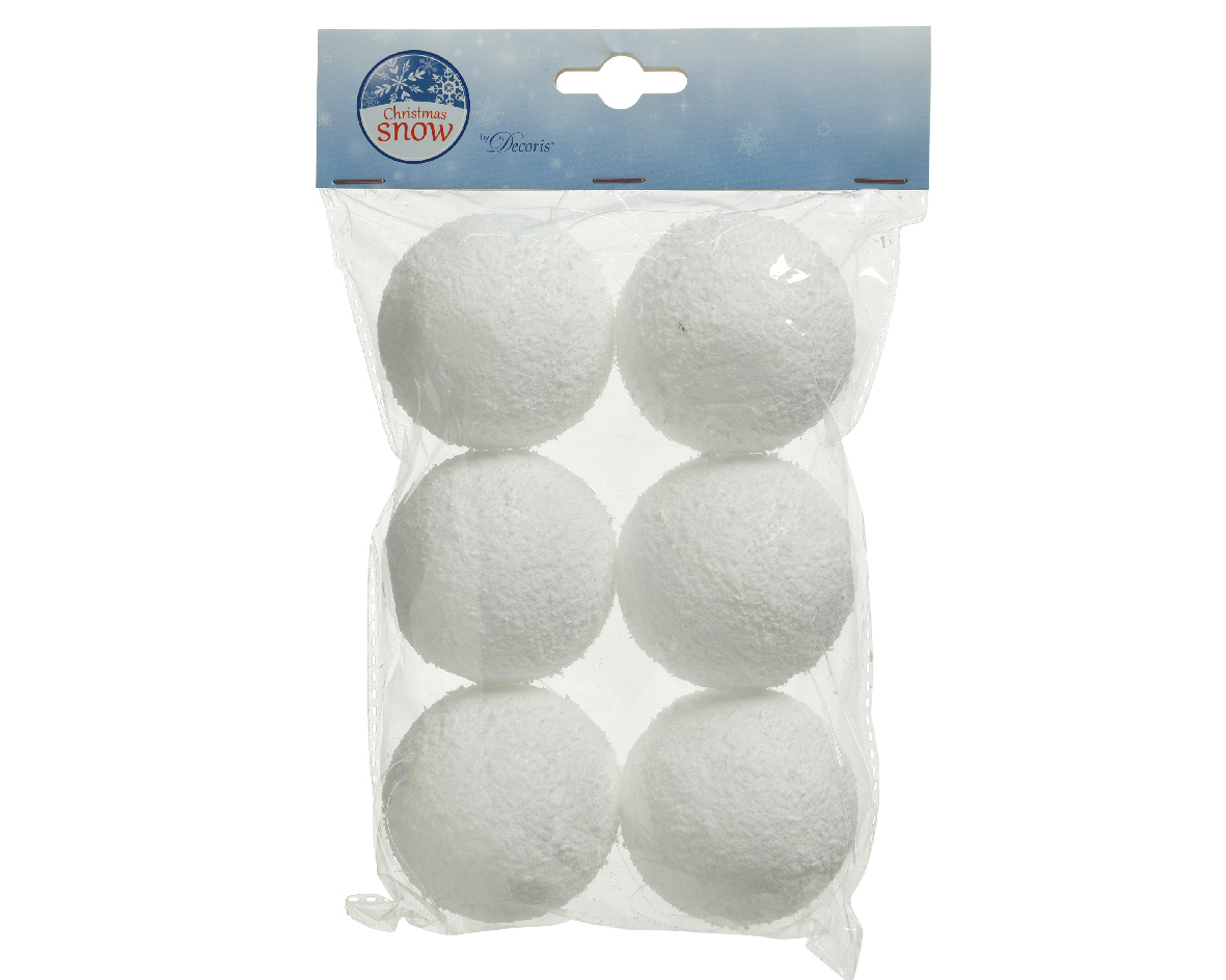 Decoris Sneeuwballen Foam Hang Wit dia6cm