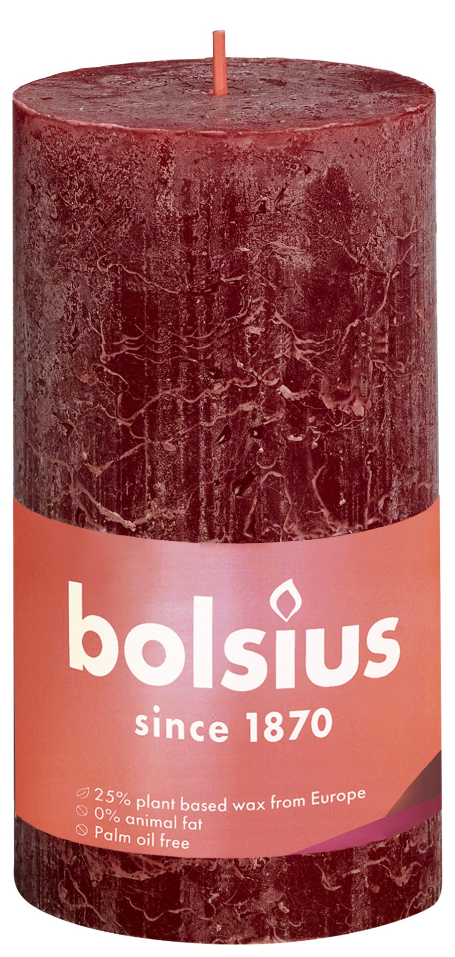 Rustiek Shine stompkaars 130 68 Velvet Red Bolsius