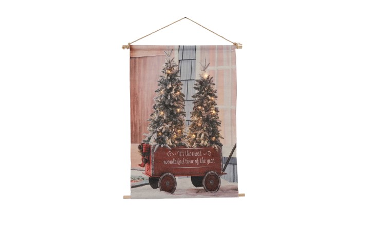 Countryfield Wanddoek Kerstboom met 15 LED Lichtjes - 40 x 60 cm