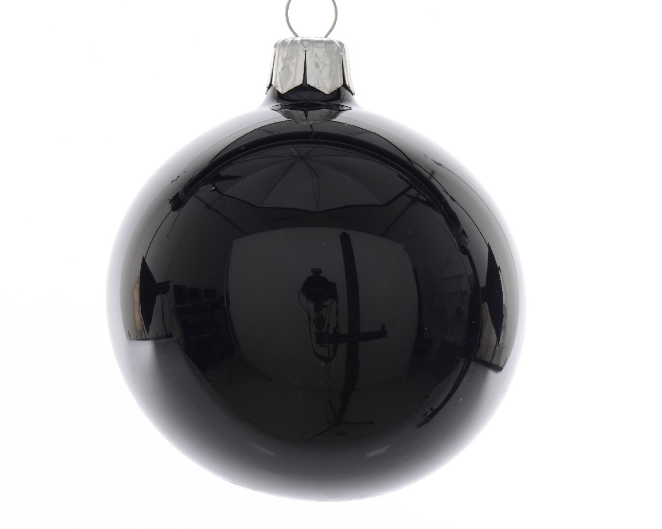 kerstbal glas d7 cm zwart 6st kerst