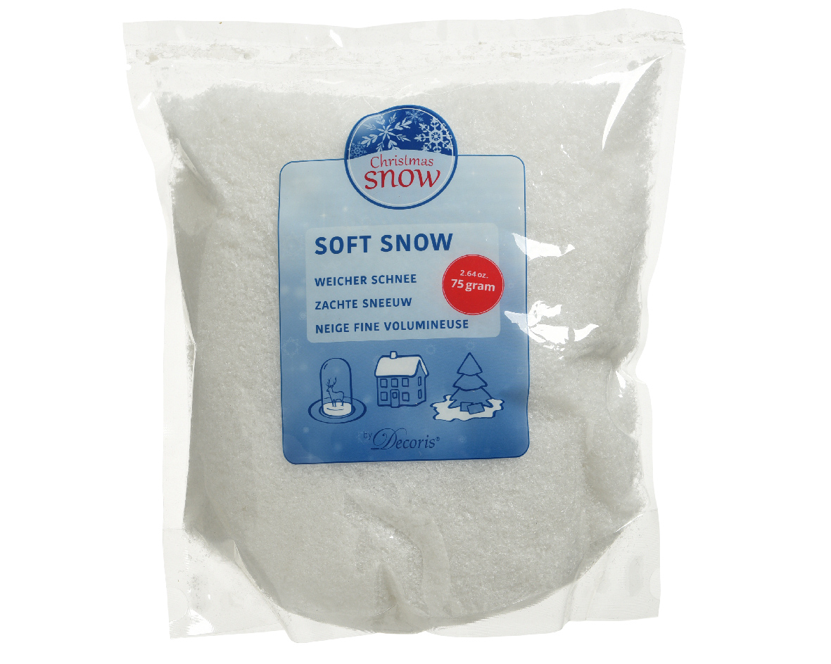 Kerstsneeuw - 3 zakken van 75 gram - wit - 100% polyester