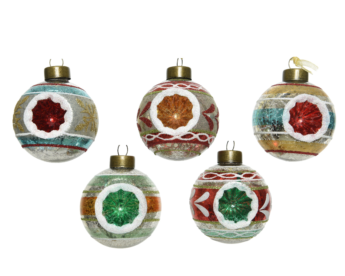 Kerstbal glas antiek d6 cm assorti - Decoris