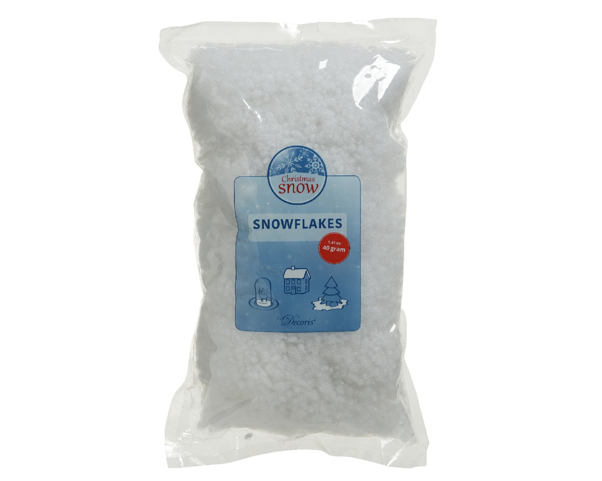 Sneeuwvlokken pes 100% 40gr wit - Decoris