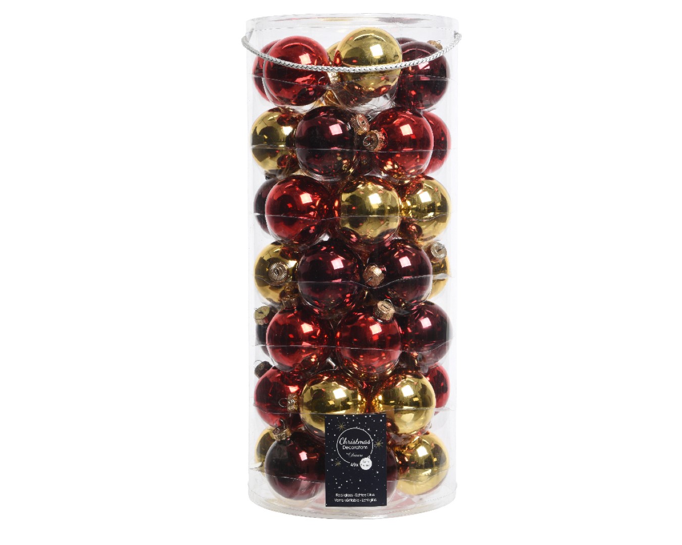 Kerstbal glas d6 cm rood/goud 49st kerst - Decoris