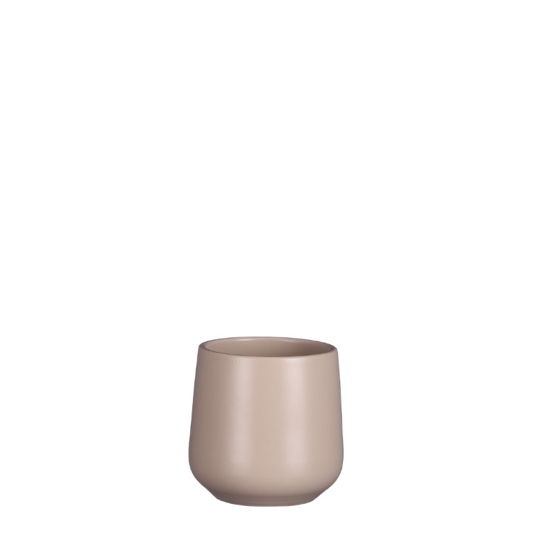 Amber pot round l. pink matt - h11,5xd12cm