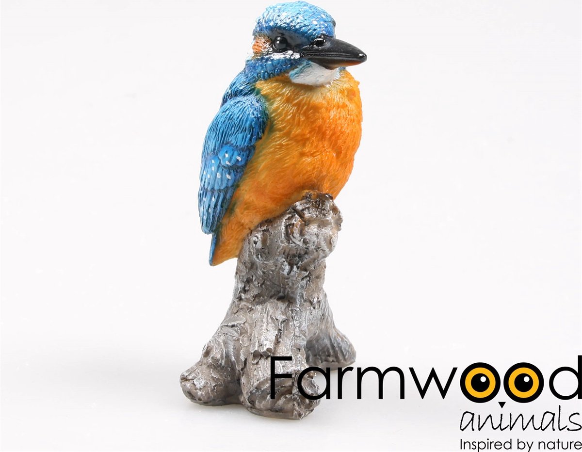 Farmwood animals | ijsvogel op stam | 7 x 7 x 11,5 cm