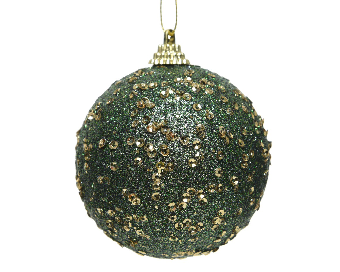 Decoris kerstbal foam pailletten kralen glitter zilver dia8.00cm