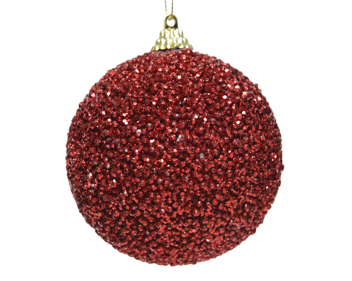 Decoris Kerstbal foam glitter kraal d8 cm rd - 