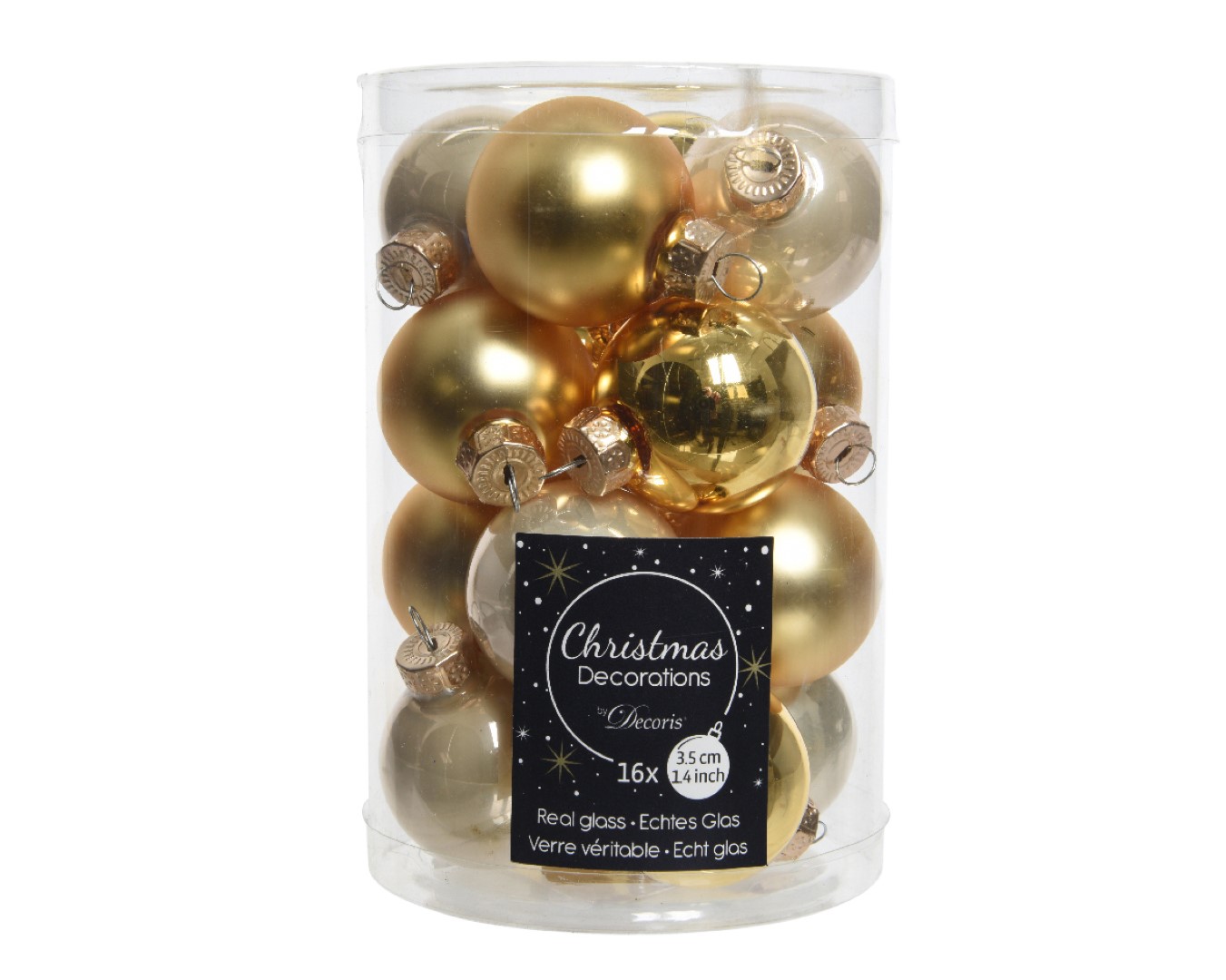 Kerstbal glas d3.5c parel goud 16st kerst Decoris