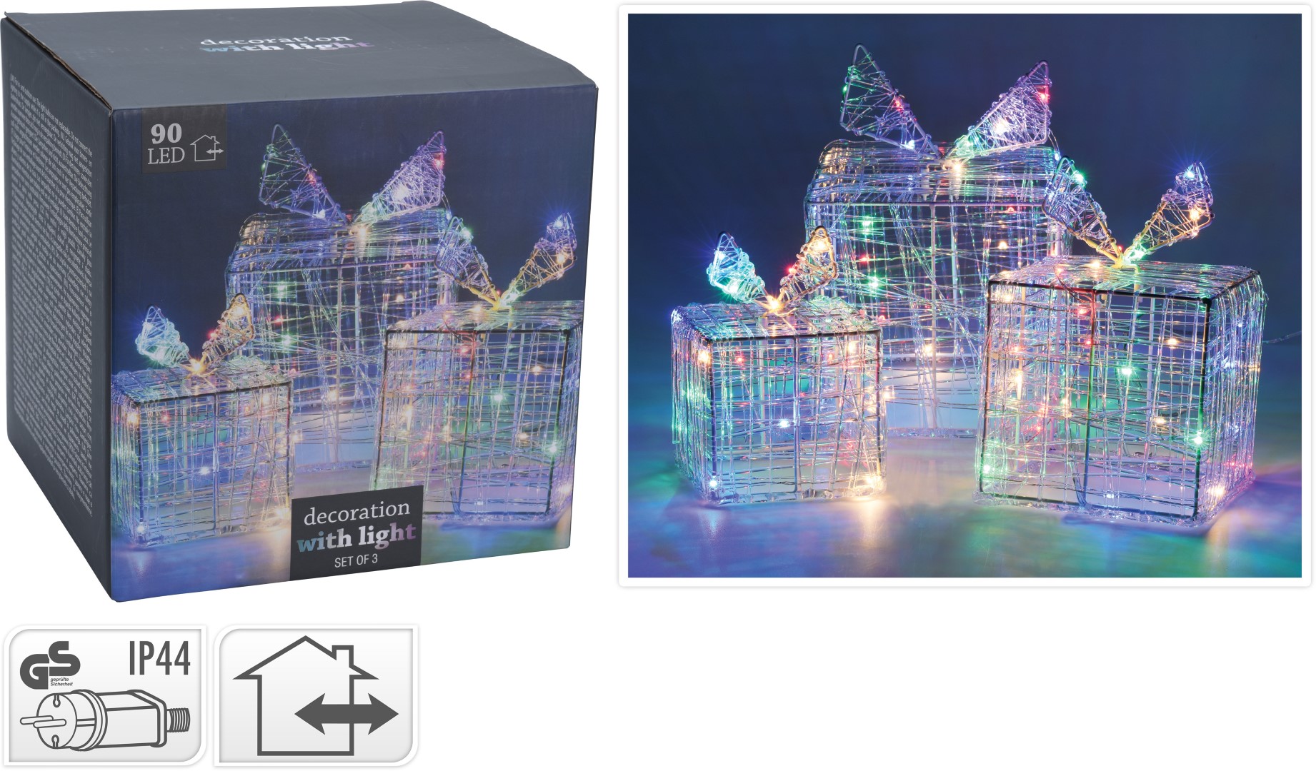 Cadeaus in 3 maten 90 led multi - Nampook