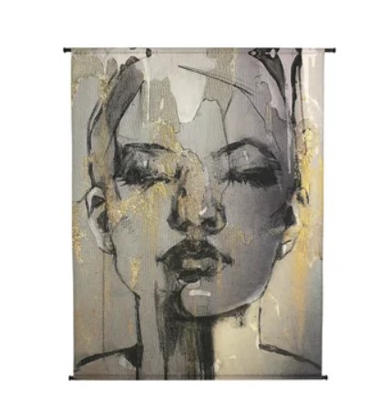 HD Collection Wandkleed Gezicht - Velvet - Grijs - 140 x 170 x 0 cm (BxHxD)