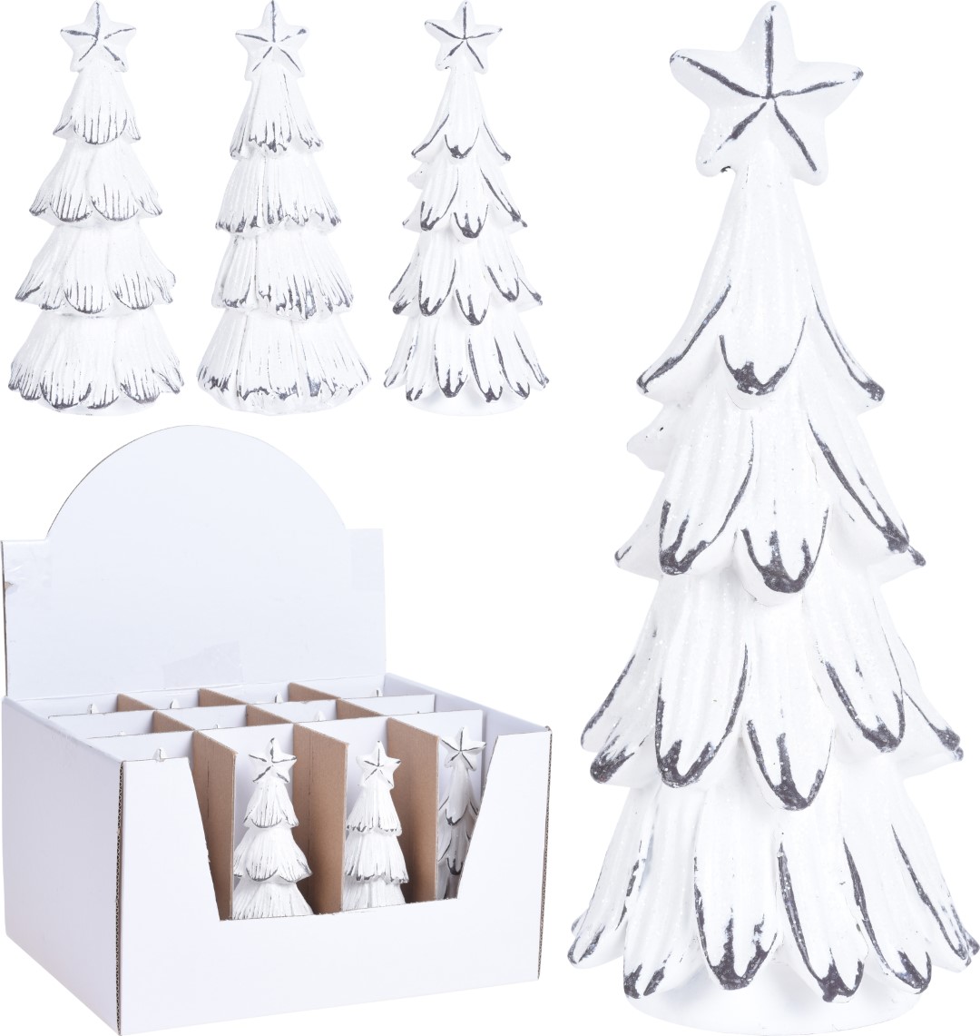 Kerstboom 16 cm wit 3 assorti - Nampook
